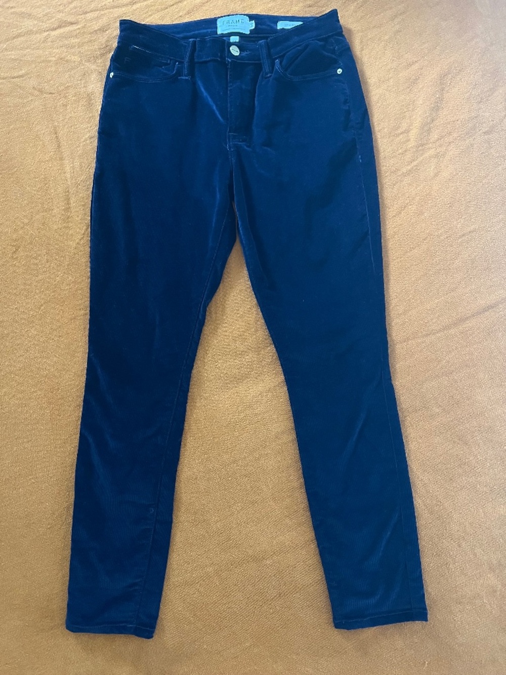 FRAME Women's Navy Corduroy Le High Skinny Pants in Size 28